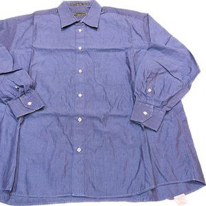 Mens Blue Italian Principe Long Sleeve Button Down Shirt Made Of 100% Cotton.